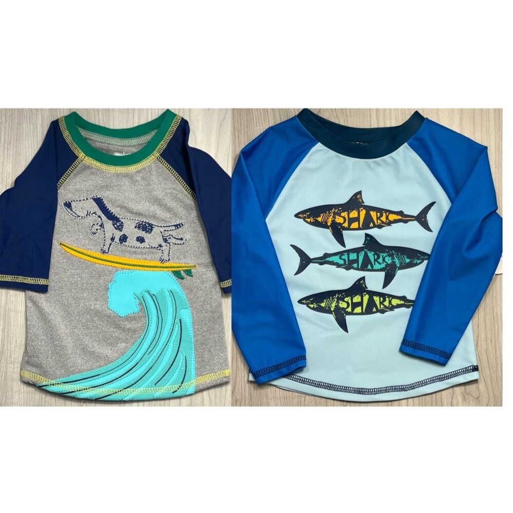 Mud Pie 12m 18m dog surf shark rash guard swim shirt bathing suit NWT UPF 50+